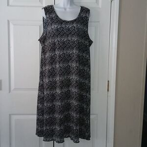 JPLA ribbed crinkle stretch sleeveless snakeskin print dress dress Sz 3X